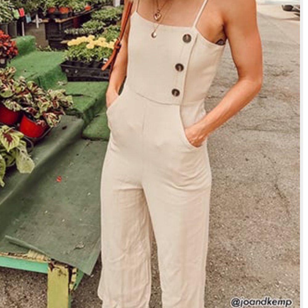 Linen Blend Jumpsuit | Medium
